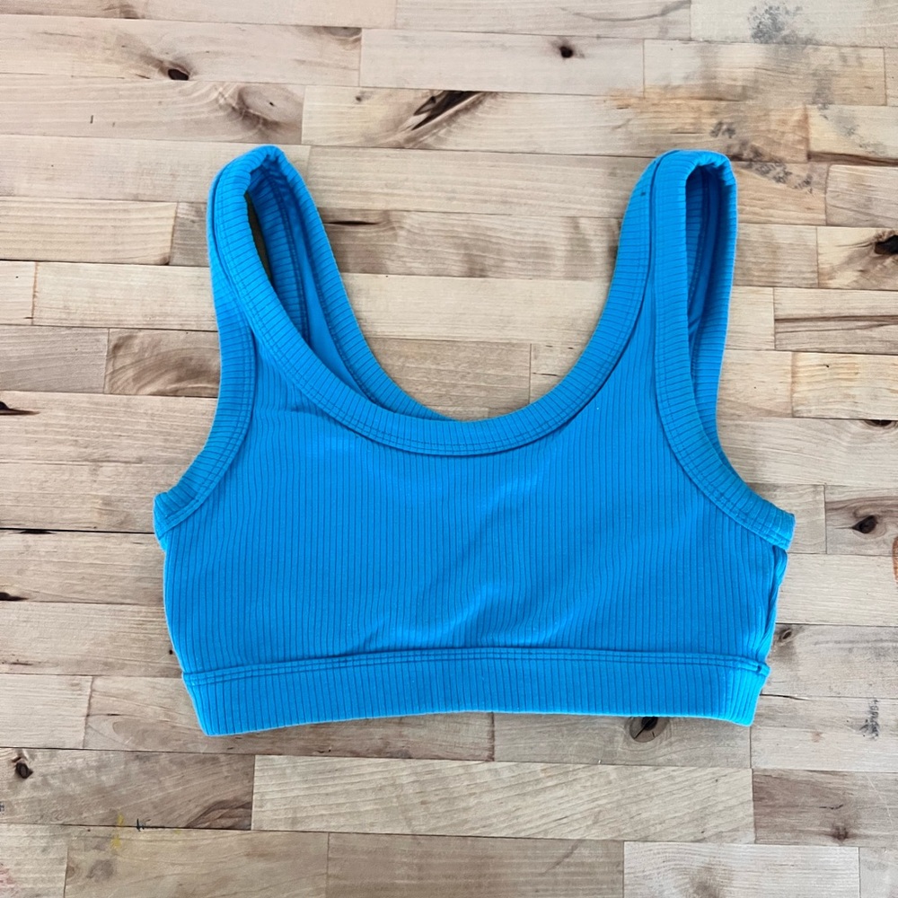 Alo Ribbed Wellness Bra Blue